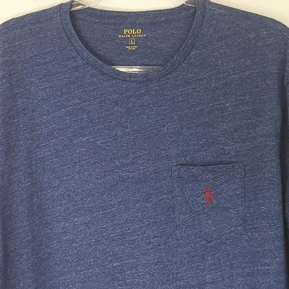 POLO RALPH LAUREN Men's Blue Soft 100% Cotton Long Sleeve Shirt, size Large